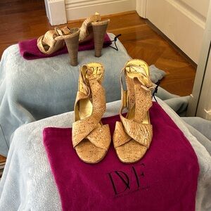 Diane Von Furstenberg Cork Heeled Sandals